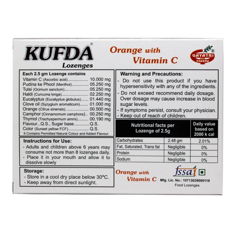 KUFDA Orange Lozenges Sugar Free